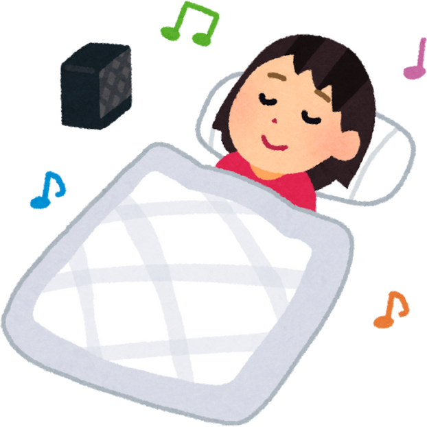 Illustration of a Woman Relaxing and Sleeping to Music